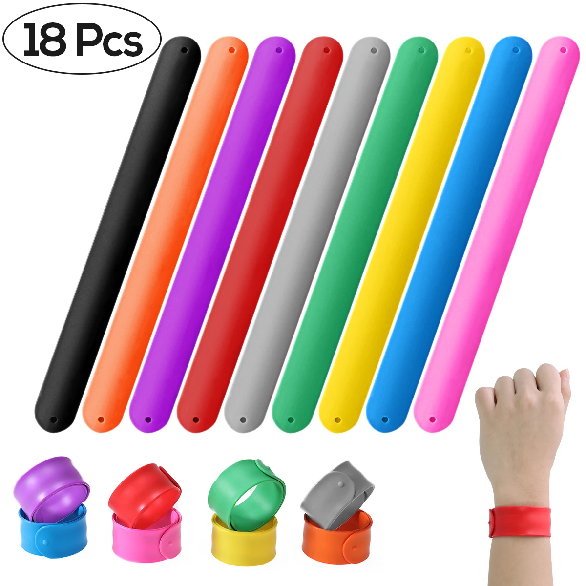 

18 pcs Children Slap Bracelets Silica Favors Kids Toys Birthday Gifts Safe Material Long Lasting Fun