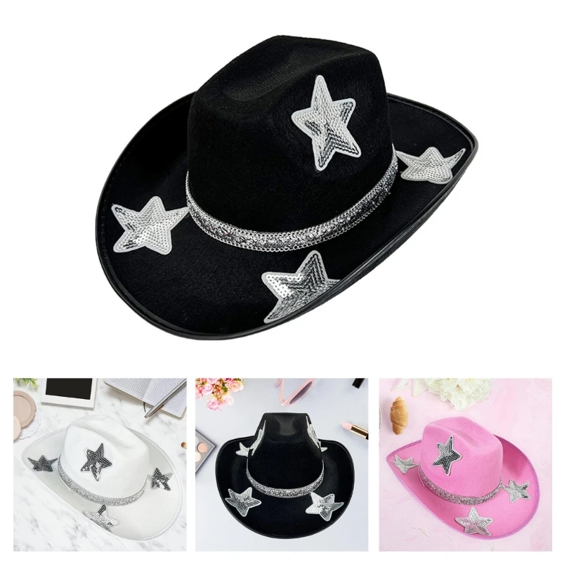 

Sequined Star Sun Protective Hat for Festival Bride Bridesmaid Elegant Rhinestones Hat Party Costume Wedding Dress Up Hat