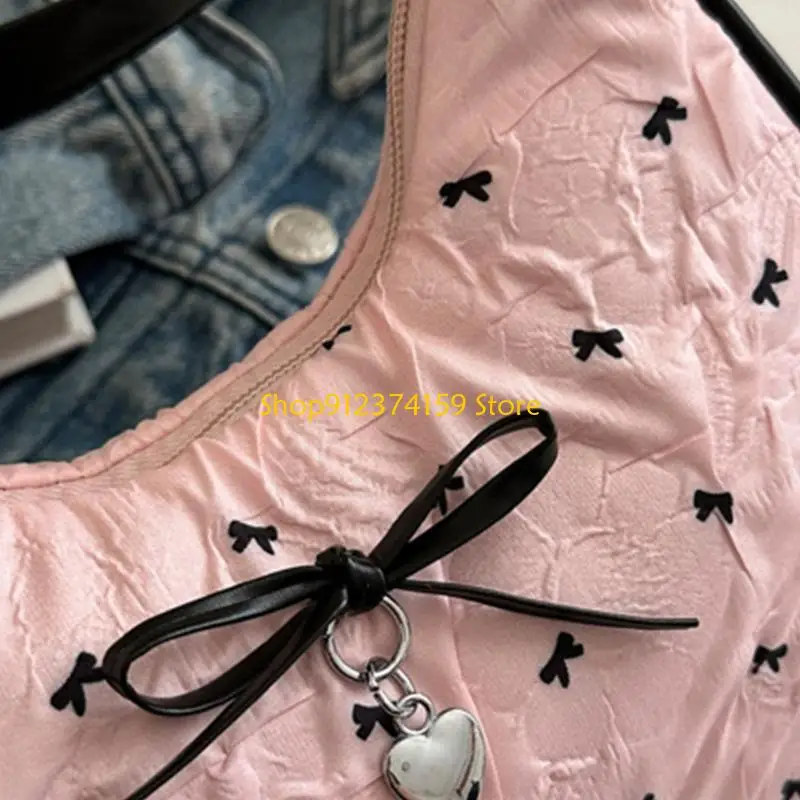 

G5AE Модная сумка из хлопка с пузырьками и бантиками, эластичная легкая структура, просторный интерьер 2025