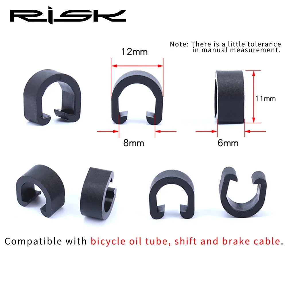 RISK 30/50/500pcs C Type Plastic Bike Cable Tube Lock Buckle MTB Road Bicycle Frame Line Tube Cable Button U Type Cable Lock