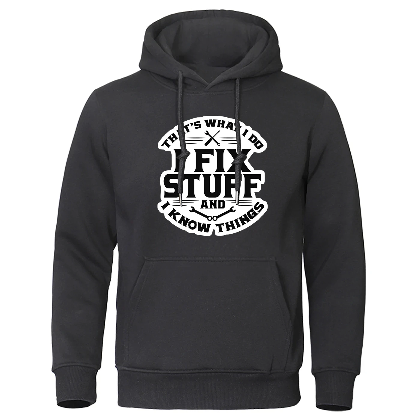 2025 Mechanic I Fix Stuff and I Know Things Print Spring Autumn Man's High Street Fashion Pullover Solid Color Slim Hooded Coat