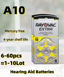 6-60PCS Hearing Aid Batteries 10 Rayovac Extra Battery A10 10A PR70 10 High Performance Zinc Air Battery For Digital Hearing Aid