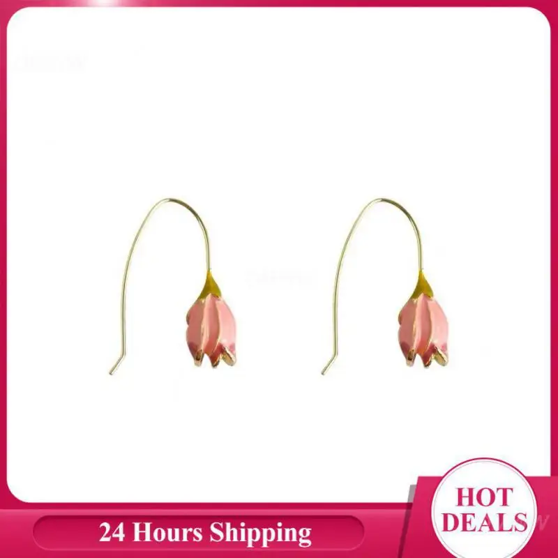 Sweet Elegant And Feminine Handmade French Style Earrings Romantic Trendy In-demand Tulip Versatile Style Trendy Accessory Retro