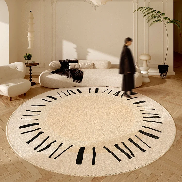 Cream Color Living Room Decoration Round Rug Thickened Cloakroom Anti-slip Mat French Style Rugs for Bedroom Home Plush Carpet