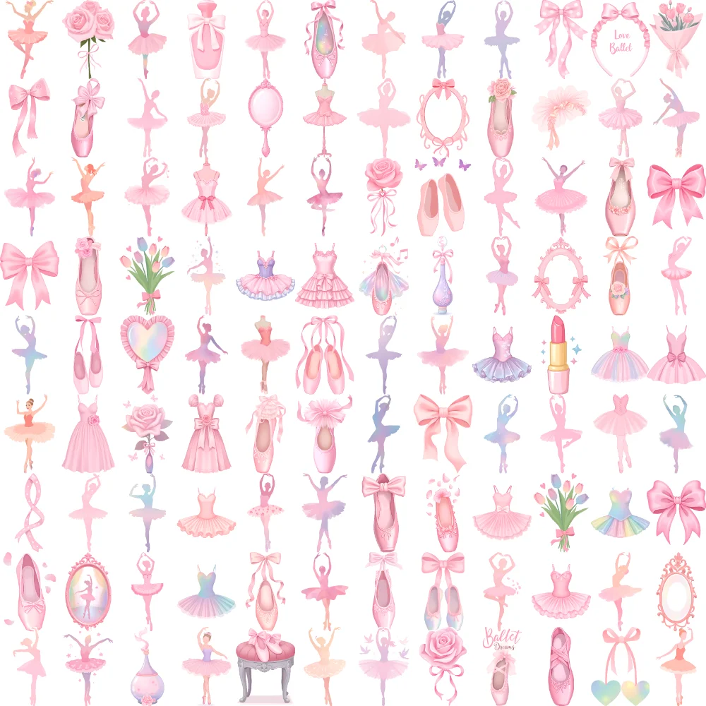 

108pcs Temporary Tattoo Ribbons Cartoon Ballet Dancers Pointe Shoes Temporary Tattoo Stickers For Arms Women