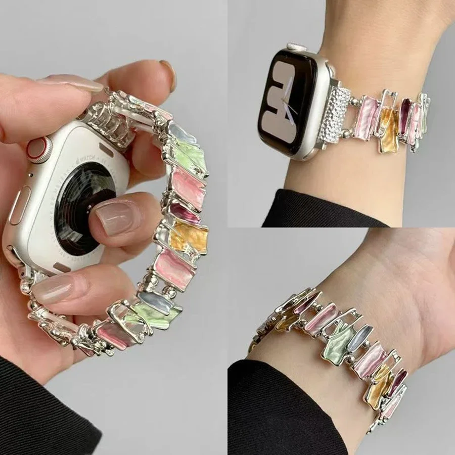 New Bracelet Link Elastic strap For Apple Watch band Series Ultra 10/9/8/7/6/5/4/3/2/1 SE 40/42/46/45/44mm