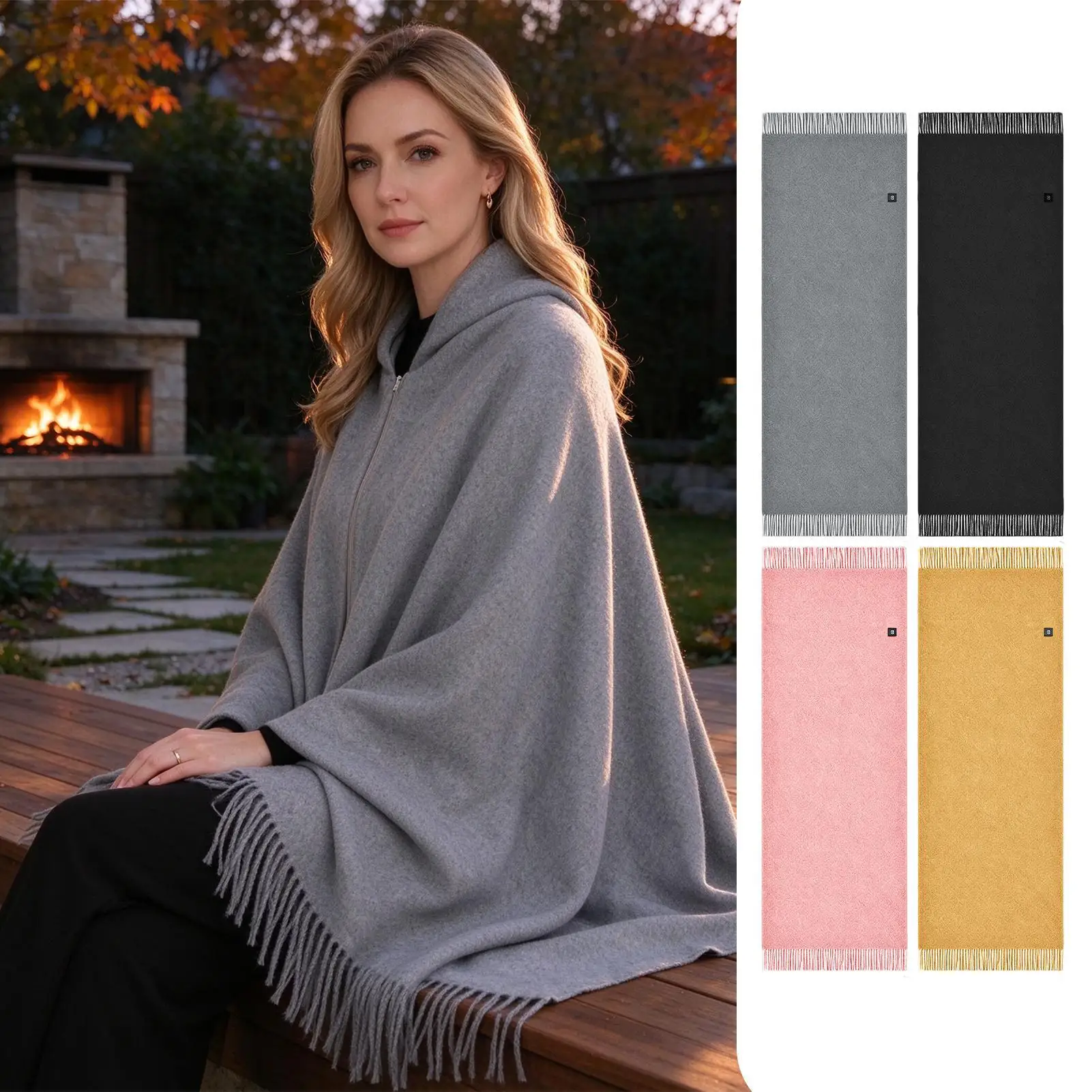 Heated Shawl 3-Level Portable Washable Soft Warm Heating Scarf Women Wearable Heated Blanket Throw For Couch Sofa Bed Home Dorm