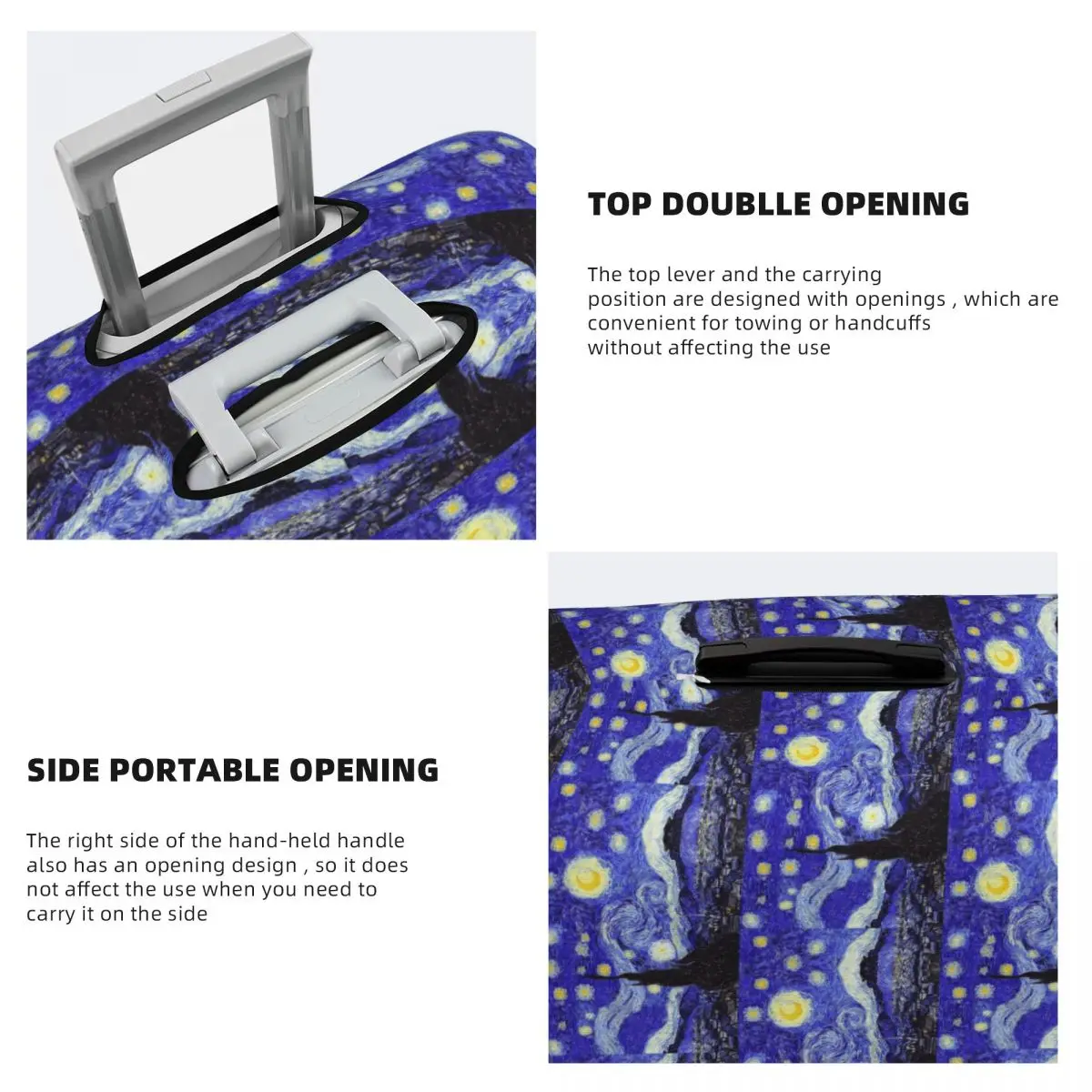 ليلة مرصعة بالنجوم فان جوخ جبل إلهام غطاء حقيبة حماية مرونة السفر الأمتعة حامي يغطي لمدة 18-32 بوصة