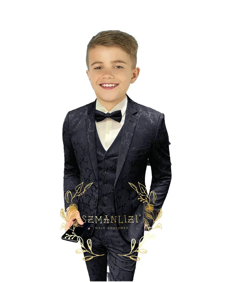 Jacquard  Boys Suit Wedding Tuxedo 3 Piece Formal Kids Jacket Set Pattern Young Full Outfit костюм для маль Terno Infantil Menin