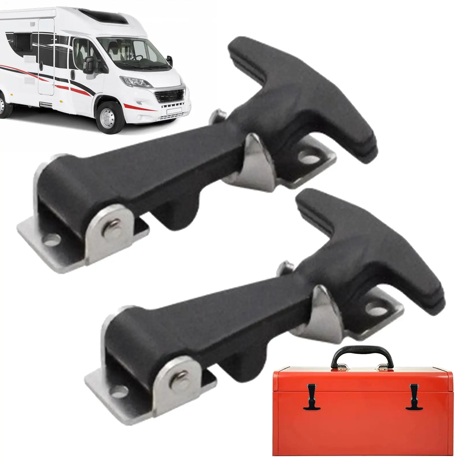 Rubber Hood Catch With Bracket 2pcs Flexible T Handle Latch Flexible Vehicle Hood Latch Cargo Boxes Drawer Latch For Trucks