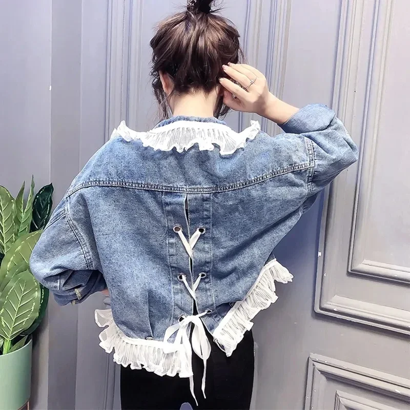 Pop Women's Outerwear New 2025 Popular Spring And Autumn Denim Jacket Ladies Beautiful Short Slim Denim Clothing Top Trend Blue