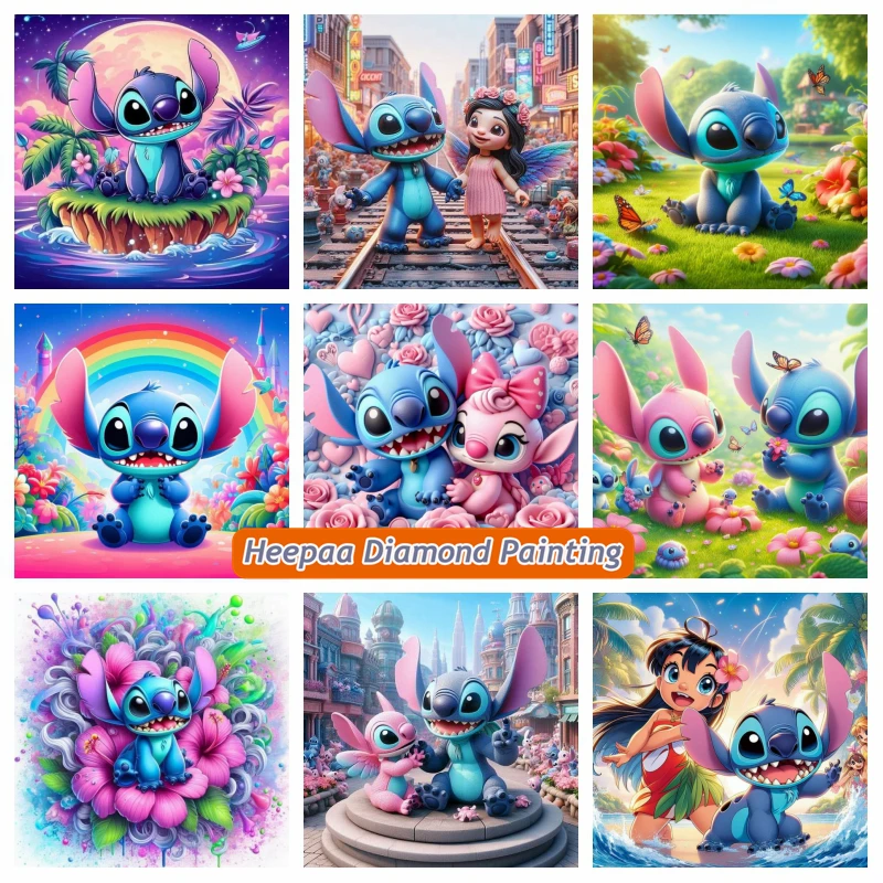 

Cute Lilo And Stitch Cartoon With Flowers Art 5d Diamond Painting Disney Animals Embroidery Cross Stitch Room Decor Gift