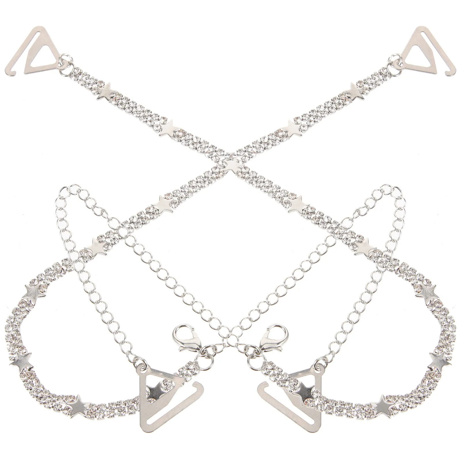 

2 шт. декоративных бретелек для бюстгальтера со стразами, съемные невидимые сменные аксессуары для бюстгальтера для вечерних платьев и пляжа