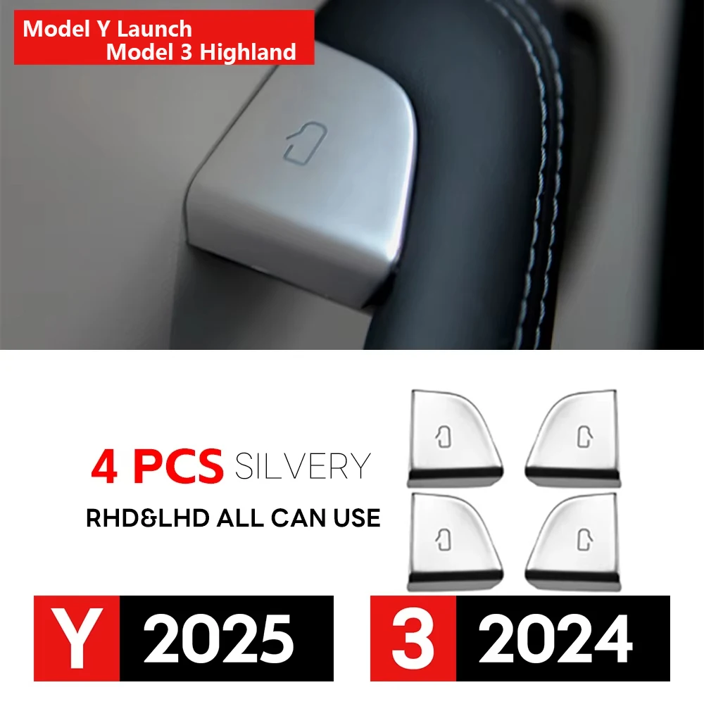 For Tesla New Model Y Juniper 2025 Launch Model 3 Highland 2024 Door Lock Switch Open Button Cover Protector