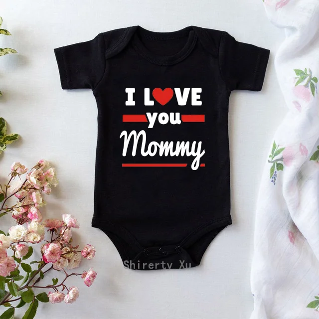 

I Love you Mommy Baby Onesie Boys Girls Clothes Newborn Cotton Baby Bodysuit Casual Round Neck Jumpsuit Funny Romper Outfits