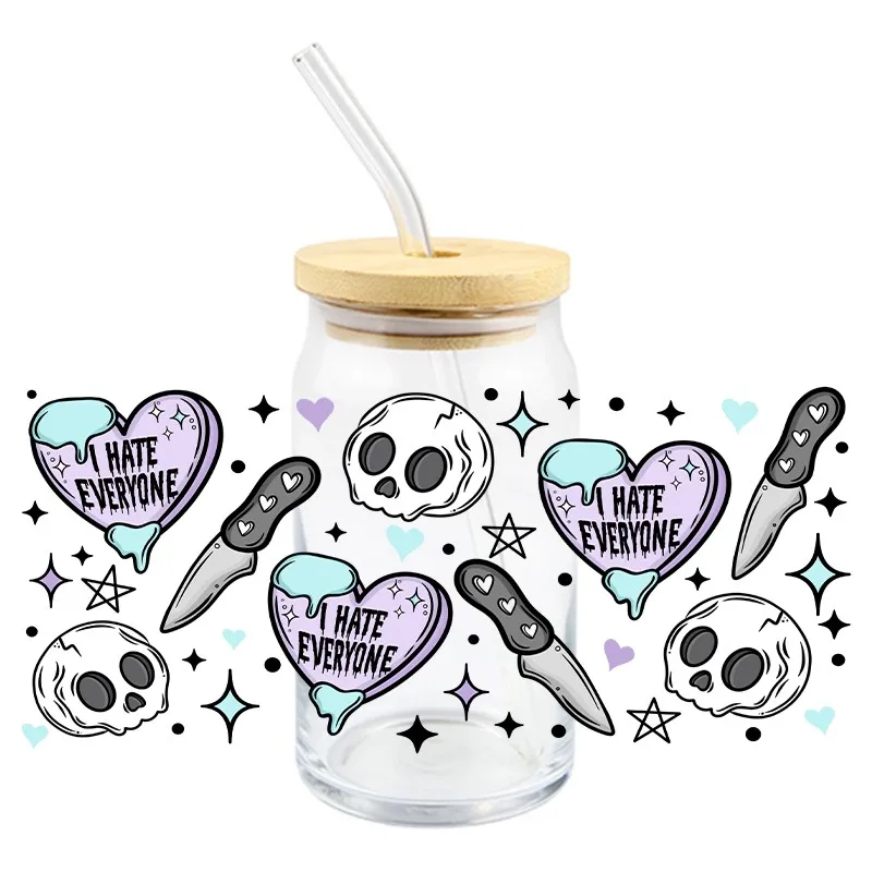 UV DTF Skull Design Series Transfer Sticker Wraps Cup Cartoon Fashion Patter Decals High Qaulity Waterproof Sticker DIY