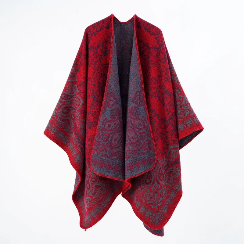 A woman\'s autumn and winter cape flower scarf female European and American folk fashion warm shawl