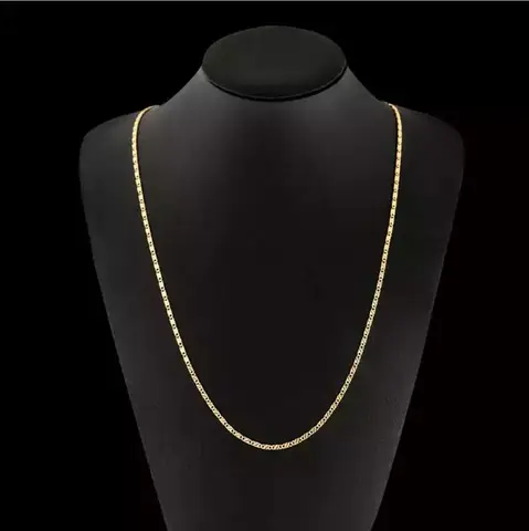 Fashion 18k Gold Necklace 2MM 16/18/20/22/24/26/28/30 Inch Side Chain Necklace For Women Men Jewelry 925 Silver Necklace 12 best sales remap gold - №8