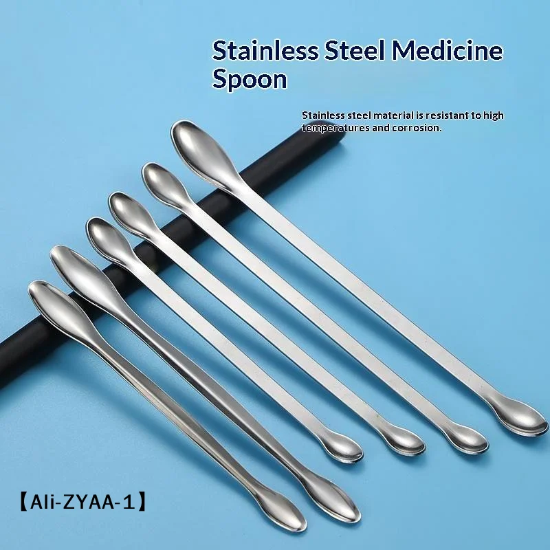 【A】Stainless Steel Medicinal Spoon Ladle Double-ended Experiment Pharmacy Lab Use Reagents Sample Spatula Weighing Spoon