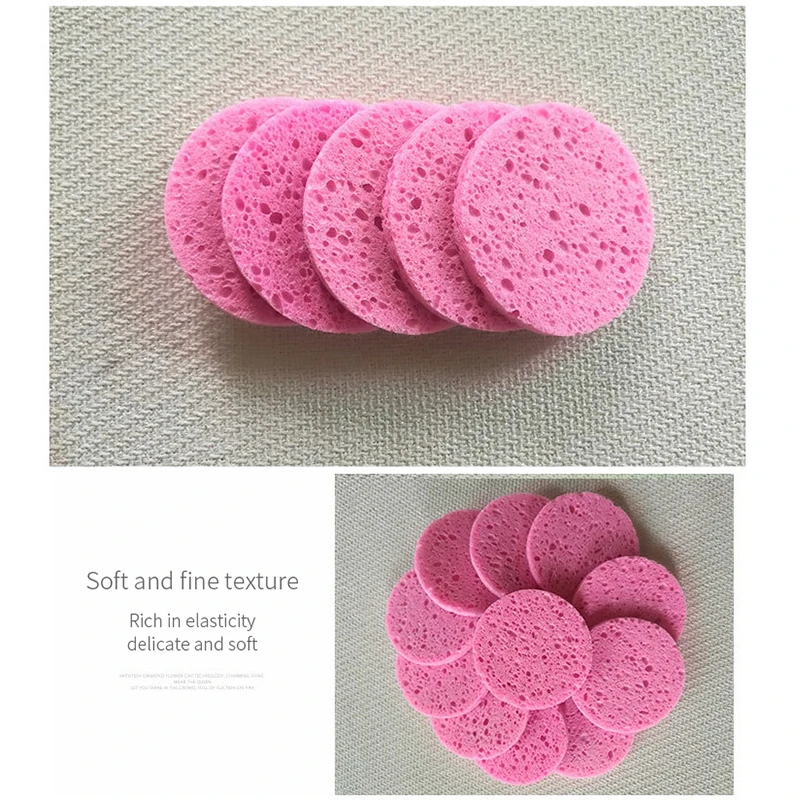 10pcs 6cm Face Round Makeup Remover Tool Natural Wood Pulp Sponge Cellulose Compress Cosmetic Puff Facial Washing Sponge