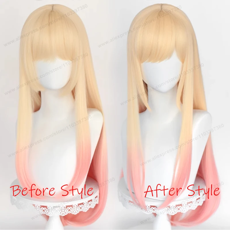 Peluca de Cosplay de Anime Marin Kitagawa, cabello degradado teñido largo de 80cm, pelucas resistentes al calor + gorro de peluca