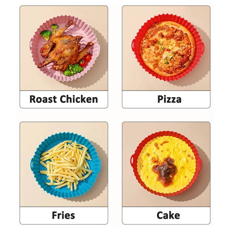 5-pack fritadeira de ar silicone redondo assar 8.5 "reutilizável ar cesta acessórios substituição ovelha forrado silicone esteira bolo molde