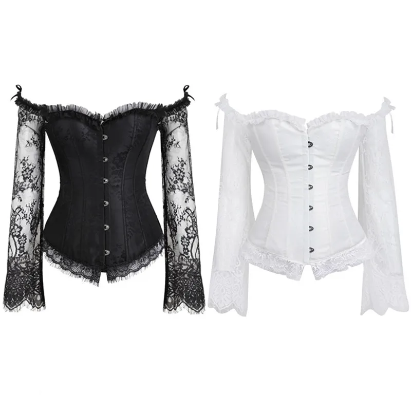 

корсет с завышенной талией, топ с открытыми плечами, большие размеры, бурлескные костюмы, бюстье и корсеты на шнуровке с цветочным принтом, винтажные сексуальные вечерние бретели с рукавами