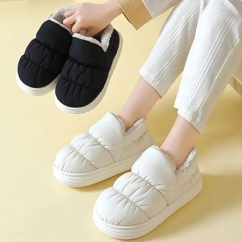 

2025 Winter Cotton Shoes Men's New Style with Velvet Warm Casual Slippers Fashion Thick Bottom Bag Heel Cotton Slippers