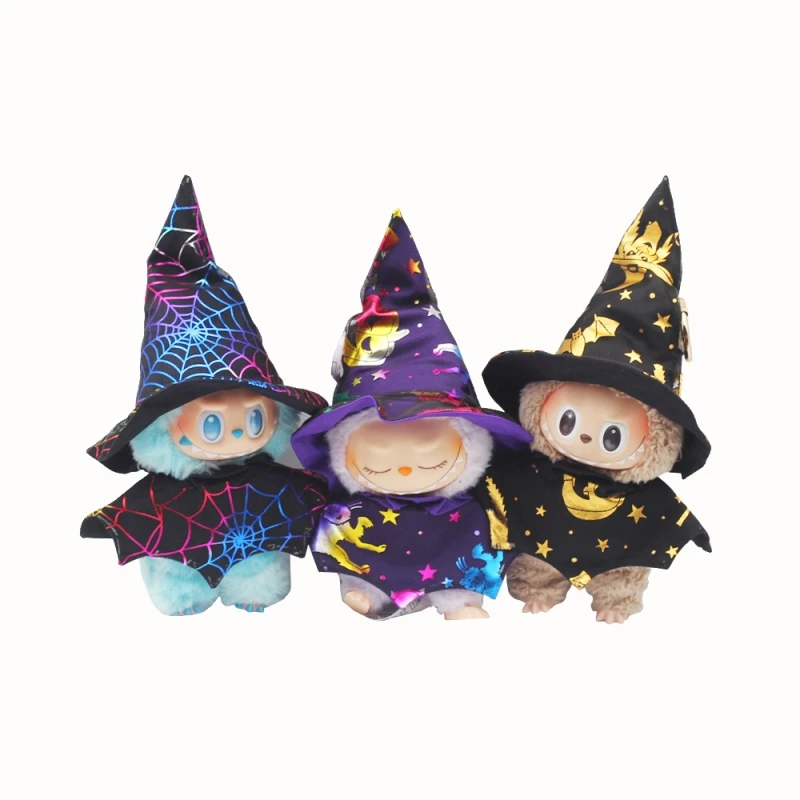 

Cute Labubu Halloween Clothes Set 17cm for Labubu Doll Pumpkin Witch Girl Hat DIY Dress Up Skirt Clothing Accessories Toy Gift