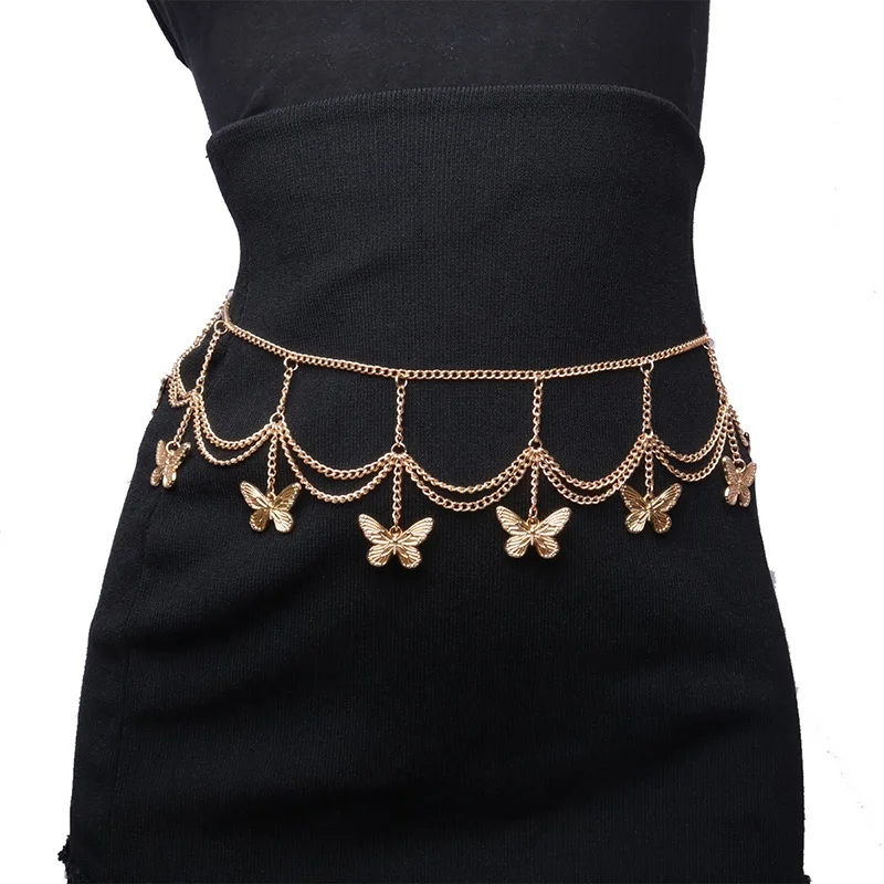 

Fashionable and versatile waist chain ethnic style butterfly tassel body chain