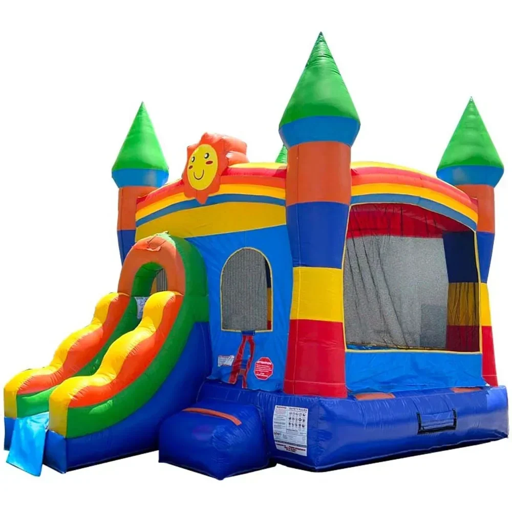 Inflatable Bounce House with Water Slide and basketball hoop for Kids,Backyard Commercial Castle Outdoor Playhouse Bouncer