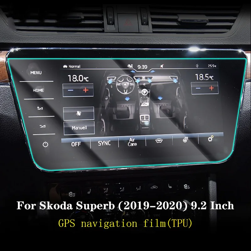 Car GPS navigation Protective film LCD screen TPU film Screen protector Anti scratch Interior 9.2Inch For Skoda Superb 2019 2023