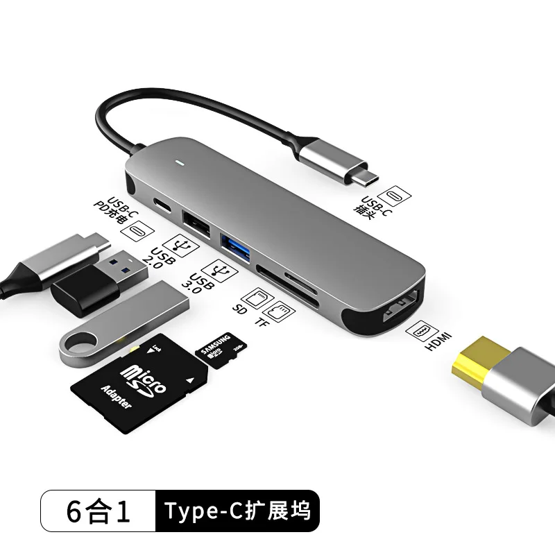 

Processing custom usb hub multifunction hub 6 in 1 docking station type c docking station computer converter