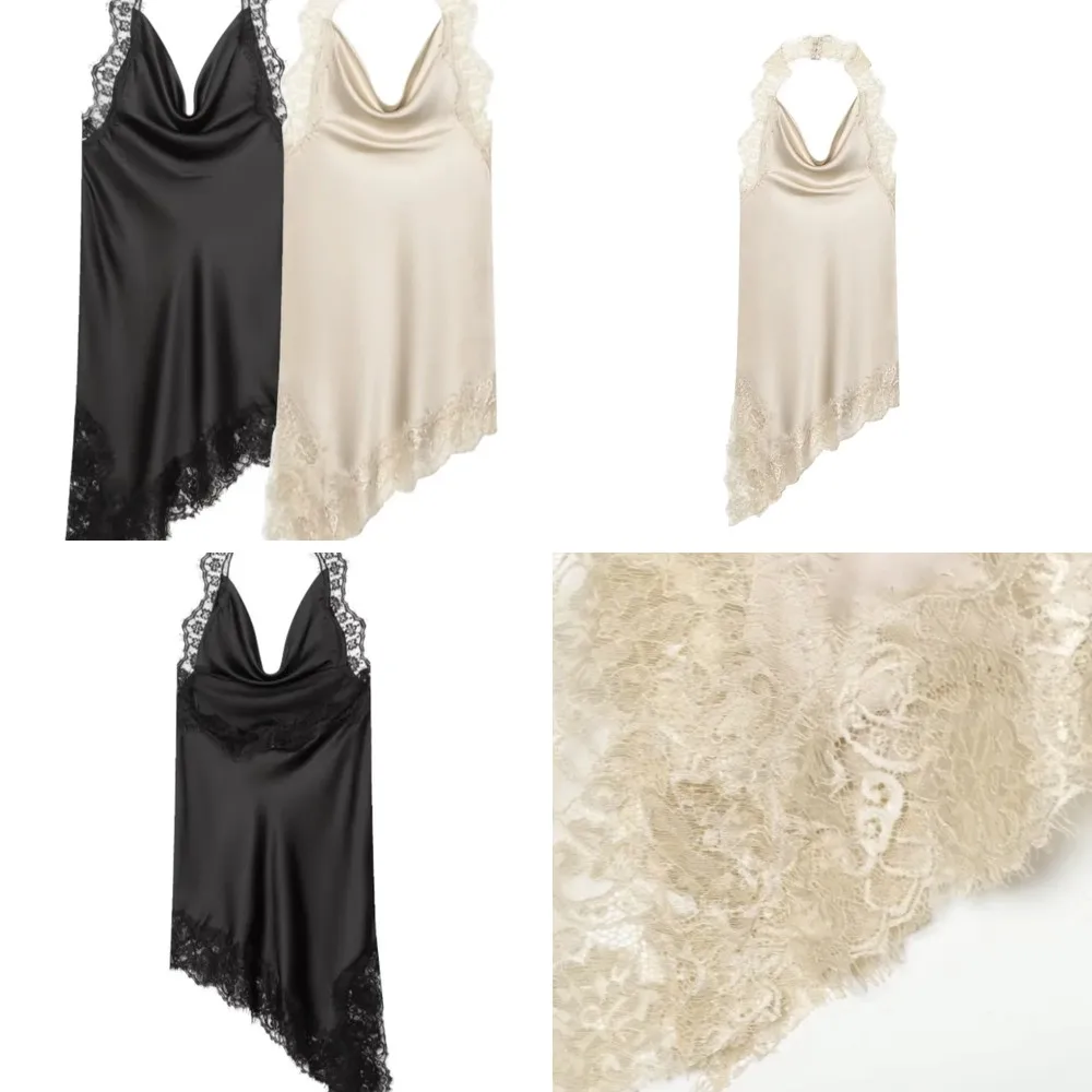 

Elegant Satin Bodycon Dress with Lace Trim, Asymmetrical Hem & Cowl Neck for Club Party