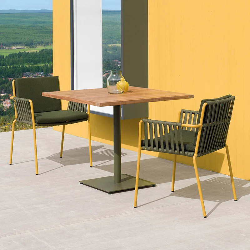 #Patio Villa Outdoor Tables And Chairs Hotel Resorts Restaurant Aluminum Alloy Table Patio Garden Waterproof Rope Weaving Chair