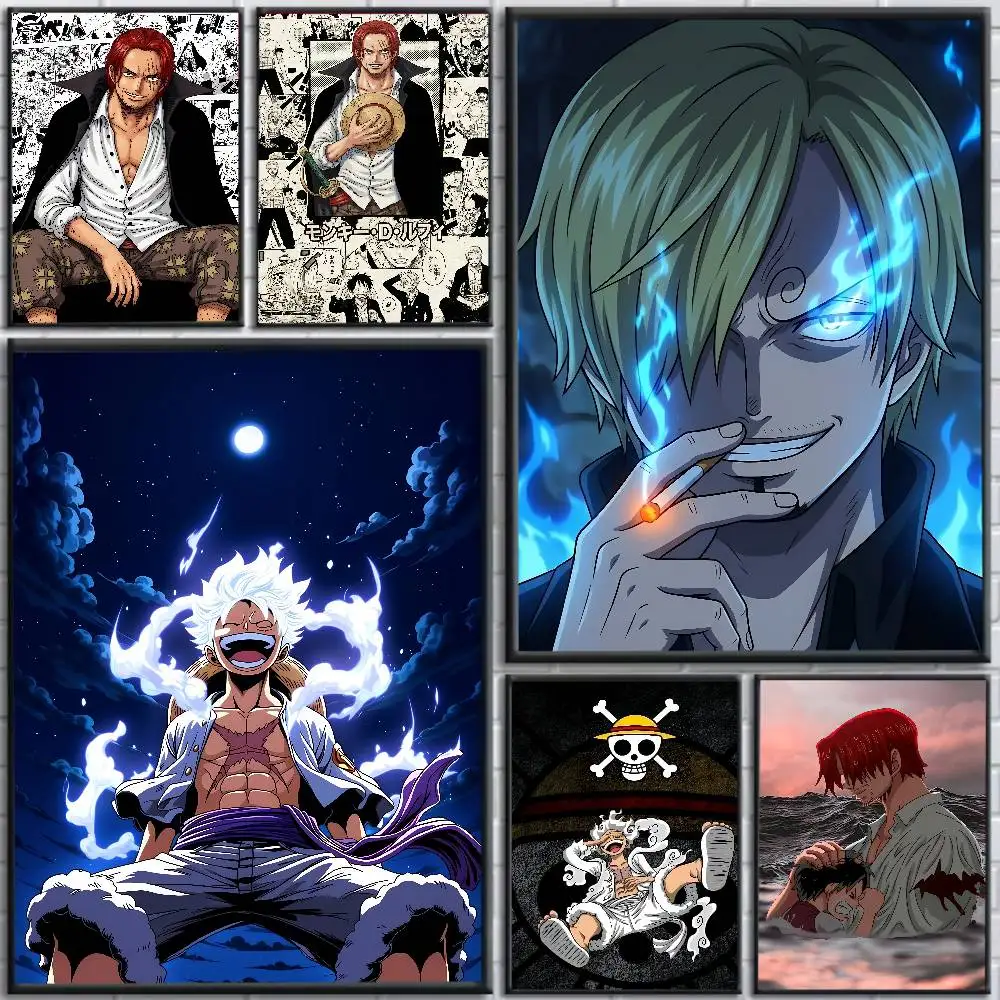 One Piece Anime Poster Red Hair Shanks HD Canvas Wall Art Waterproof Print For Bedroom Living Room Decor Gift