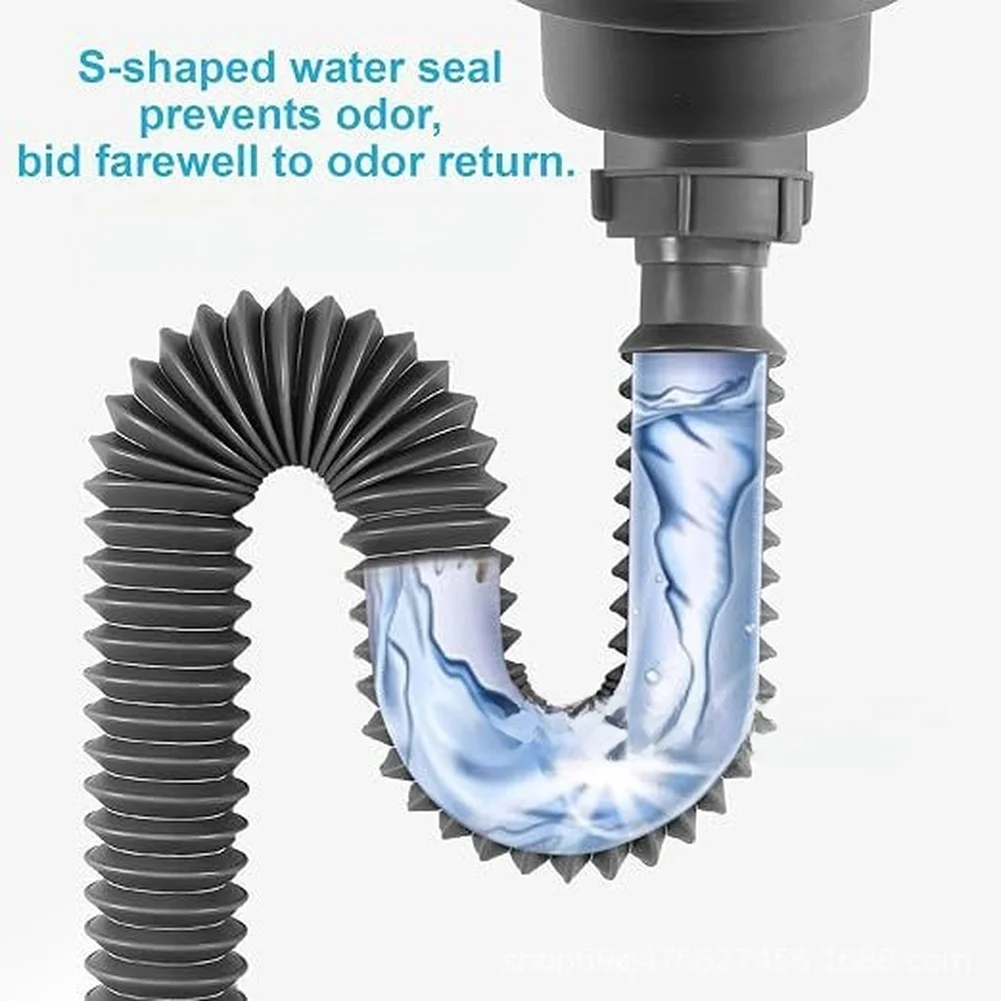 For Extreme Conditions Flexible Drain Hose Kitchen Sink Hose Tear Resistant Structure For 1.5 Inch Threaded Drains
