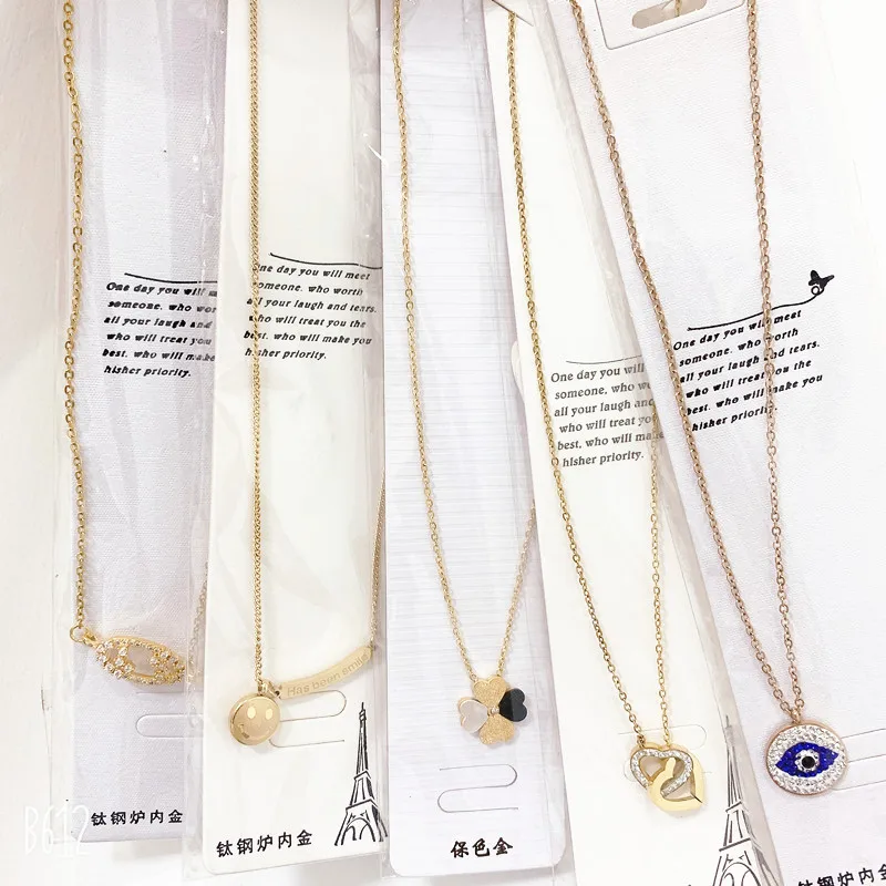 Trendy Stainless Steel Pendant Chain Necklace Rose Gold Steel Color Necklace Mixed Batch Source Manufacturer Direct Sales