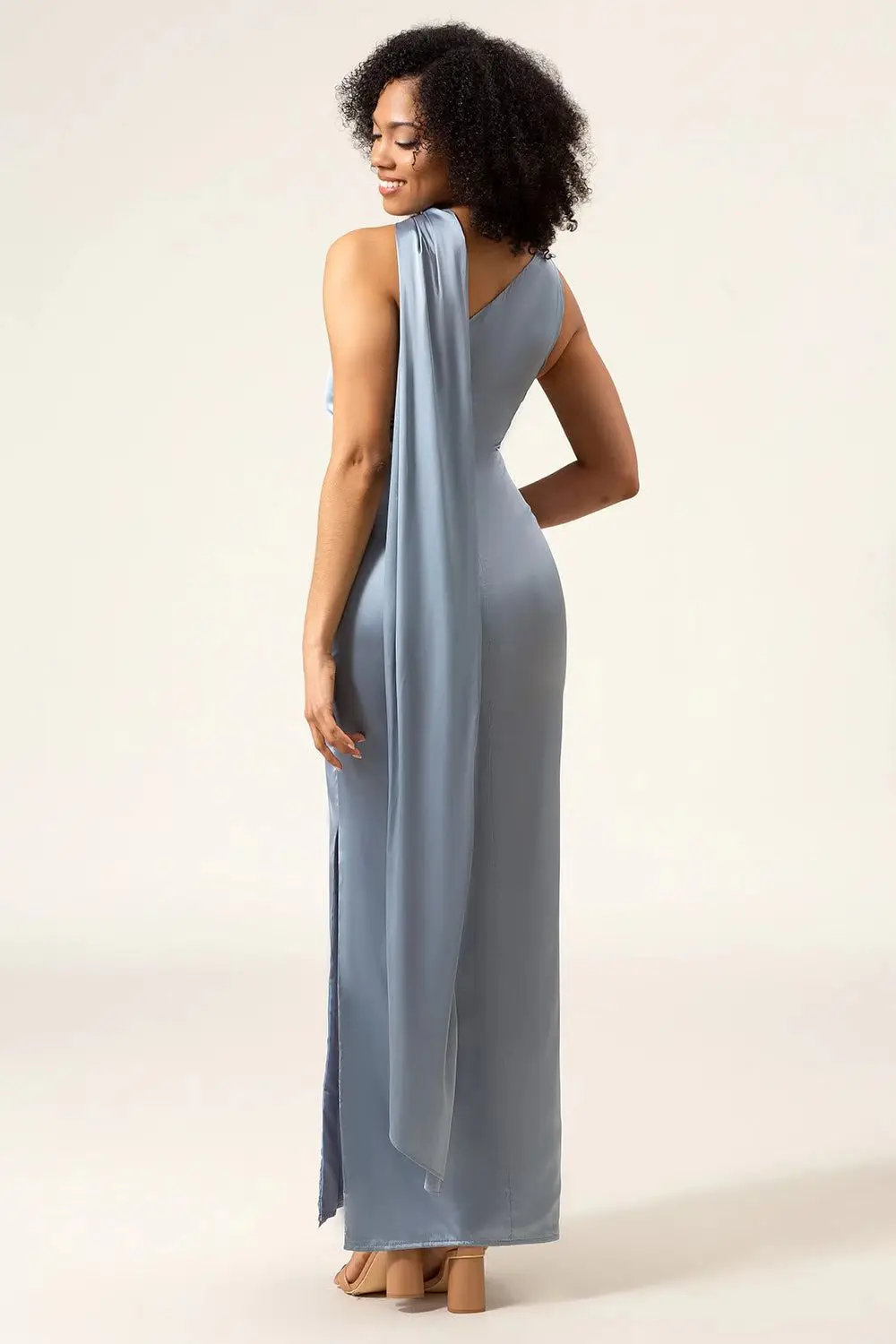 Abito da festa personalizzato senza maniche monospalla alla caviglia Vestido De Festa De Casamento Robe Pour Mariage Invité Party Dress