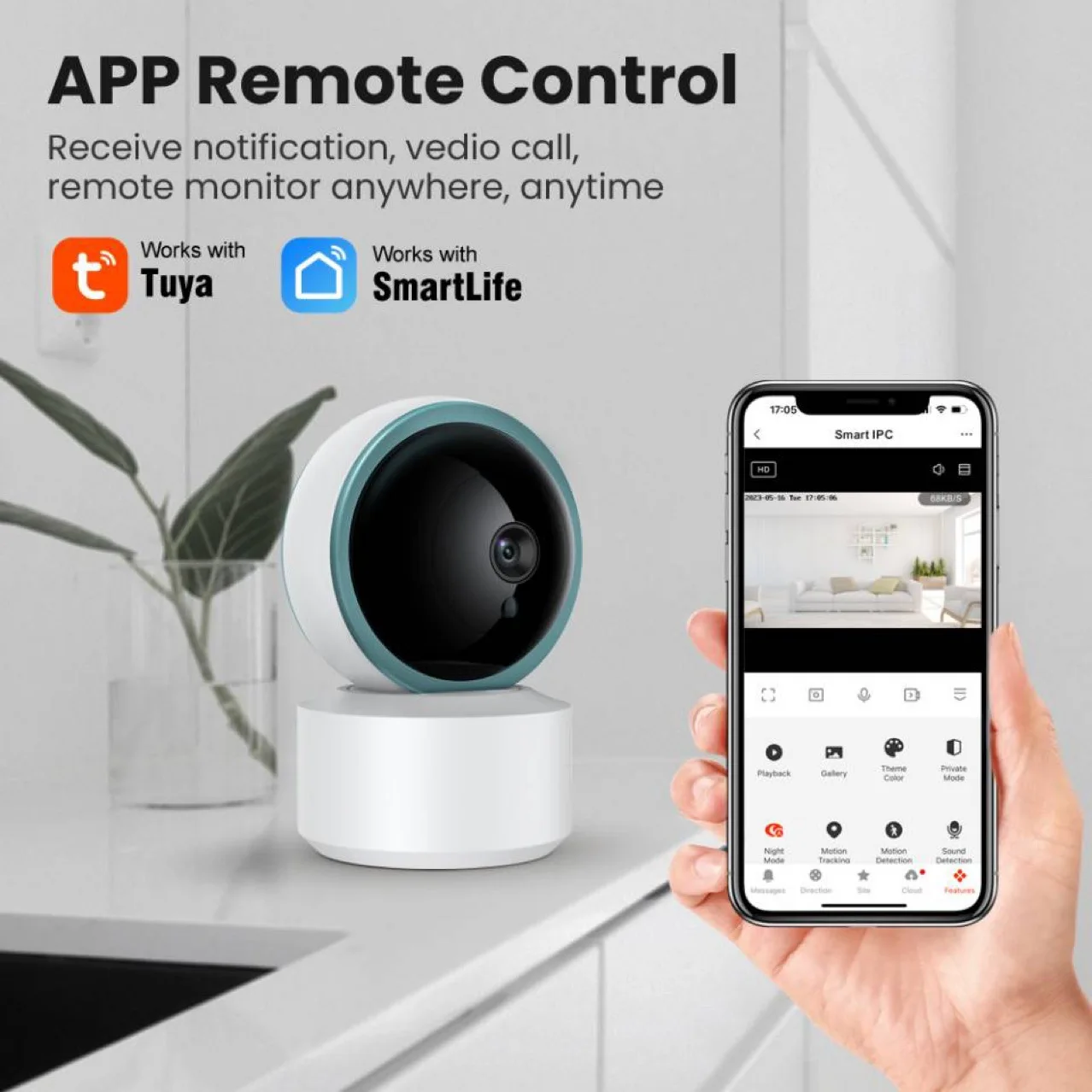 Tuya 5MP Wifi IP Camera Baby Monitor 360° PTZ Motion Detect 2 Way Audio IR Night Vision Smart life CCTV Camera