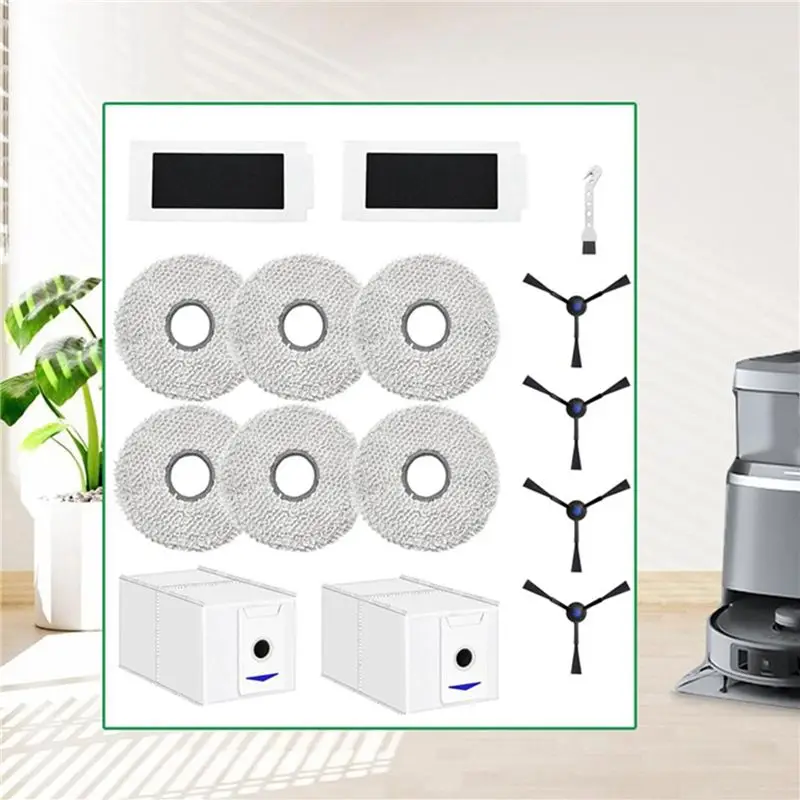 M12K-3 Set Replacement Part Accessory Set For ECOVACS DEEBOT T30 Pro Omni Robot Wipes Dust Bags Side Brushes Filters