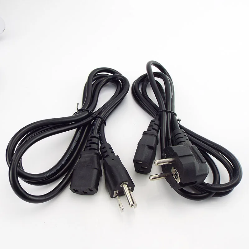 Euro Plug US AU Extension Electric LCD Cord 1.5m  For Monitor Printer IEC C13 AC Power Supply Cable