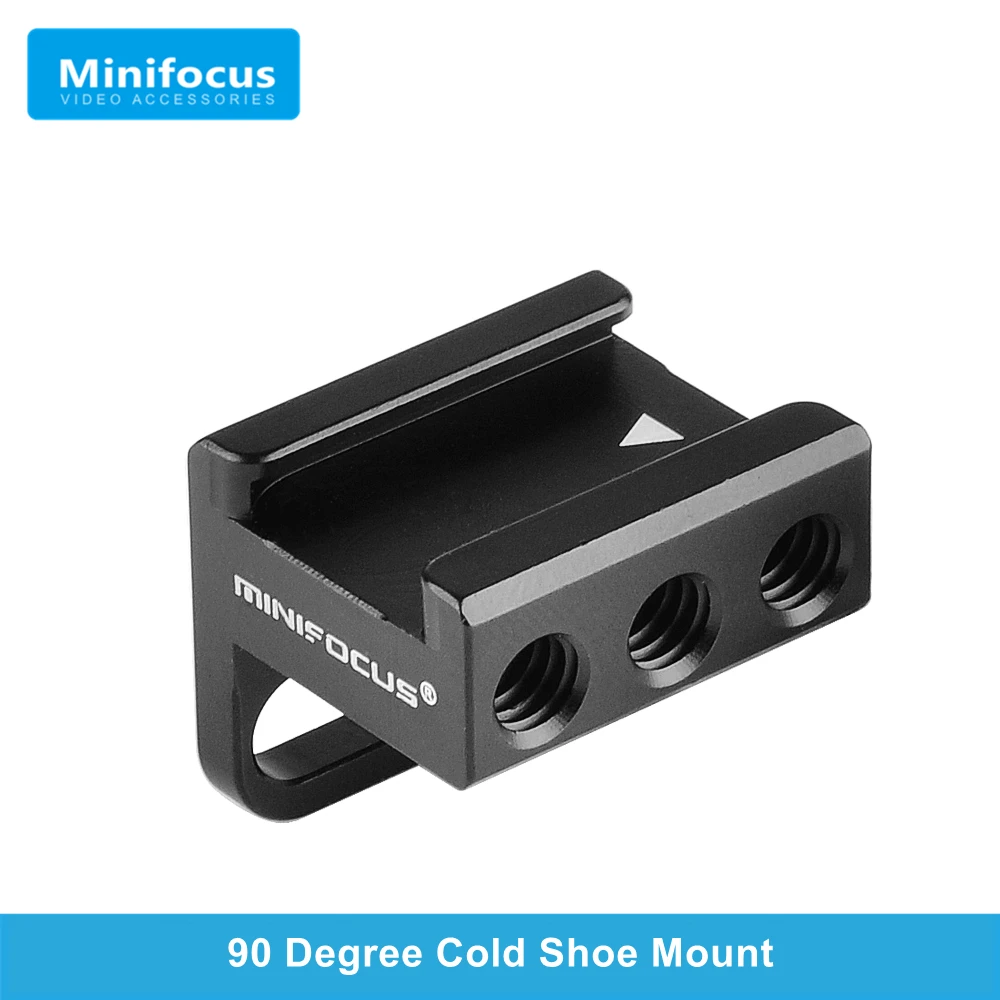 Cold Shoe Mount Adapter 90° Degree Angle for DSLR Camera Rig Attach to Side Cage Quick Release L Bracket Plate Handle 1/4