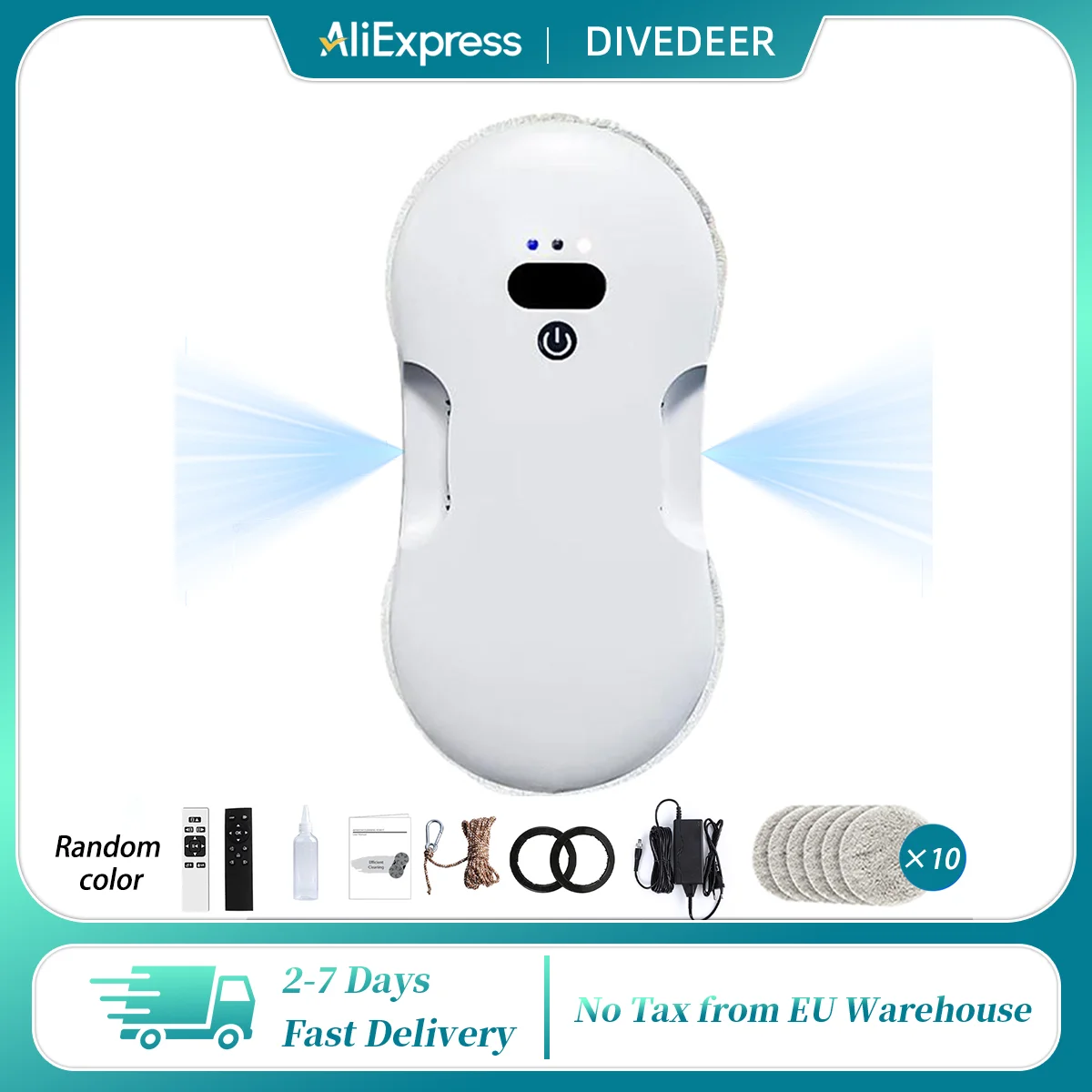 Image of DIVEDEER Fensterputzroboter, vollautomatisch, Doppelspray, intelligente elektrische Reinigung für zu Hause, externer Fensterwischer
