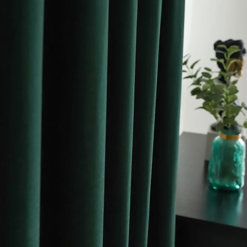 Light Luxury Nordic Velvet Mist Hidden Green Velvet Curtains Bedroom High Weight Living Room, Thick Shading, Royal