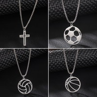 Fashion Sports Football Pendant Chain Necklace Choker For Men Silver Color Stainless Steel Desinger Charms Necklace Collar