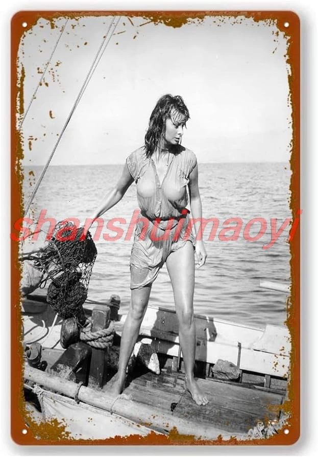 Boy On A Dolphin, Sophia Loren Movie Poster Vintage Metal Tin Sign Home Cafe Bar Pub Wall Decor Gift 8x12 Inch KMN