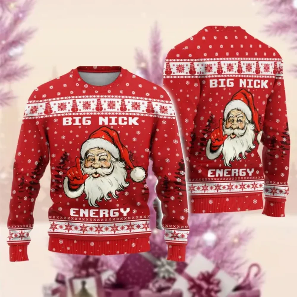 

Winter Santa New Ugly sweater Fashion crew neck jumper 3D Long sleeved men's and women's sweatshirts Holiday casual Christmas Gi