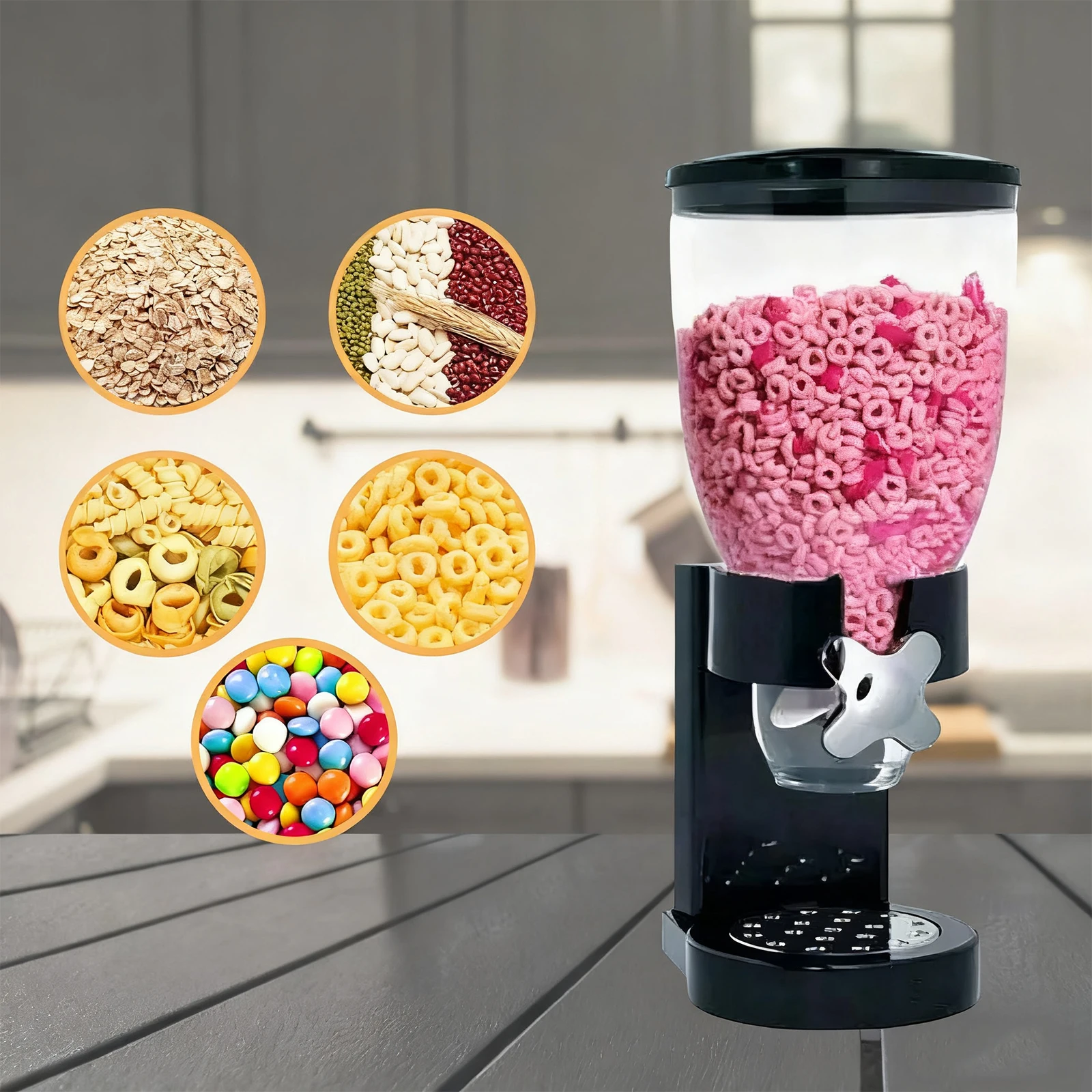 موزع تخزين المواد الغذائية مقبض دوار موزع الطعام الجاف الرطوبة والغبار الوقاية الغذاء الحاويات للحلوى المكسرات الأرز الجرانولا