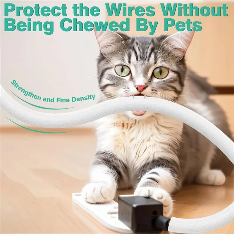 Cable Sleeve 10Ft 3/8Inch For Dog And Cat Cord Protector, For Easy Cord Management, Prevents Pets From Chewing Protects-A21R